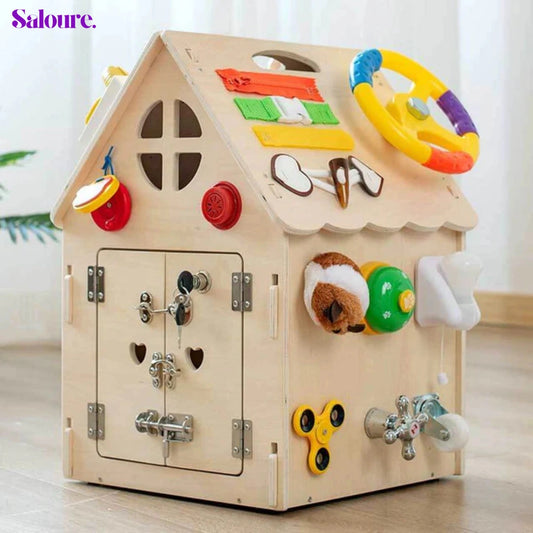 Saloure™ - Montessori Wooden Busy House