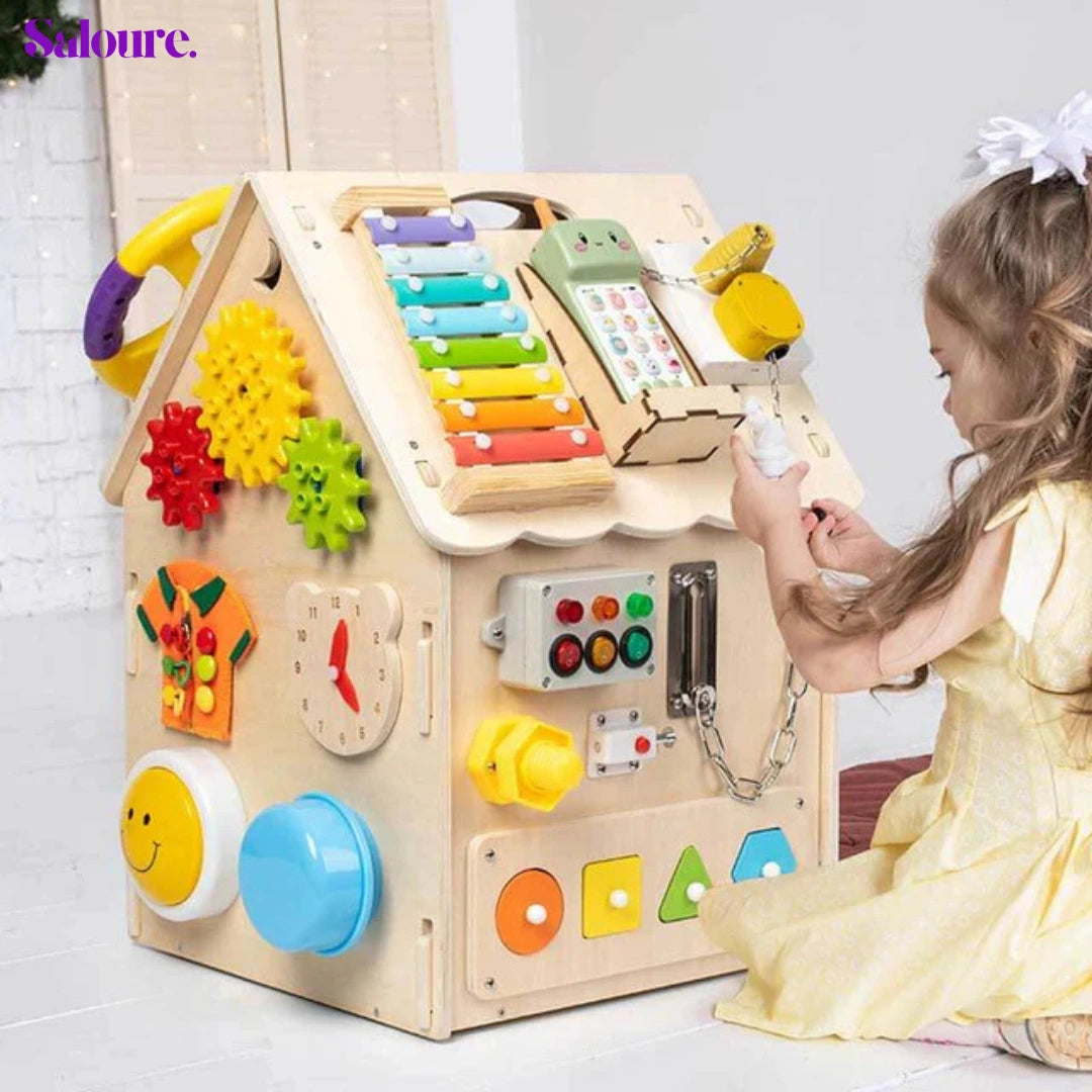 Saloure™ - Montessori Wooden Busy House
