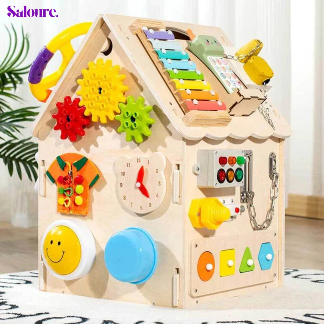 Saloure™ - Montessori Wooden Busy House