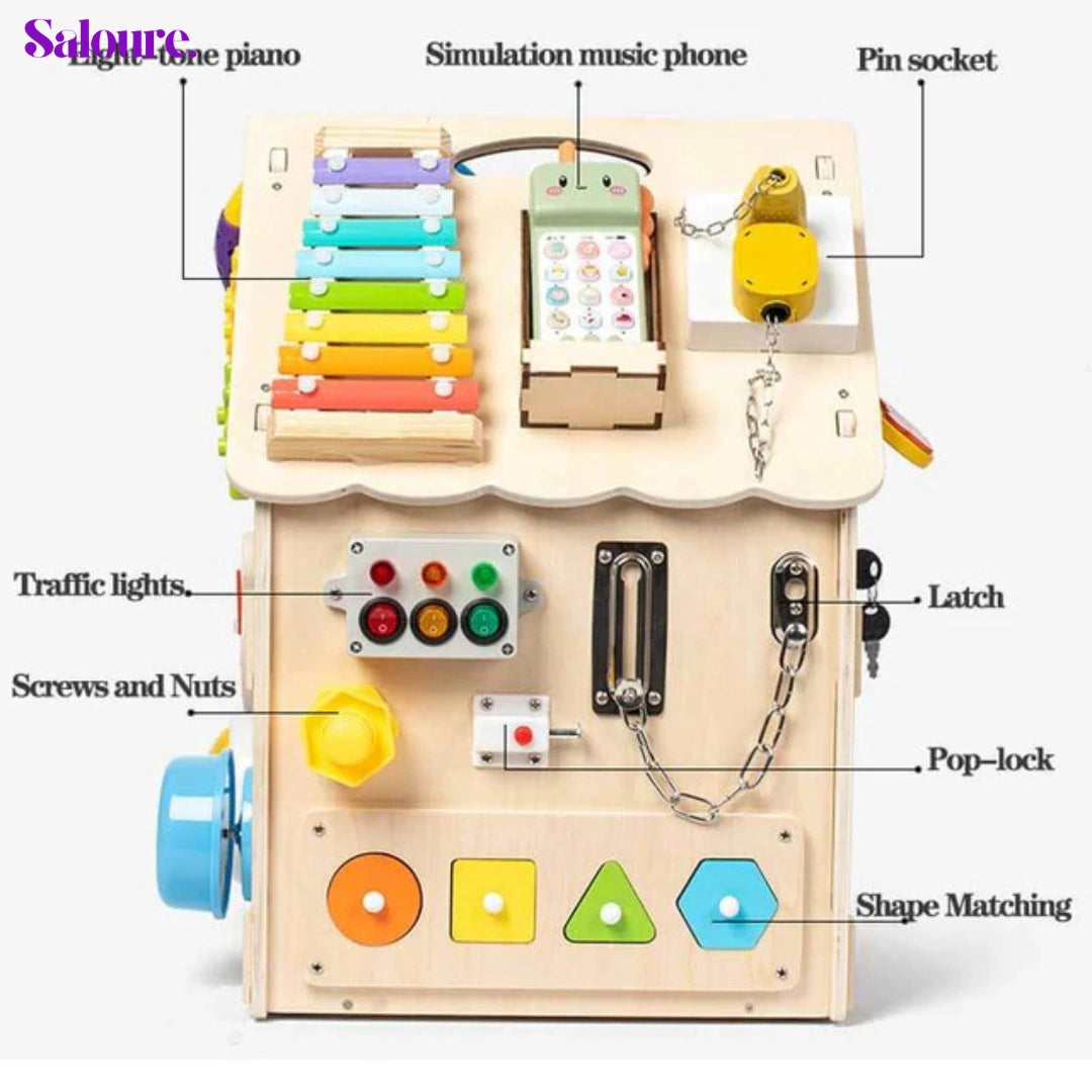Saloure™ - Montessori Wooden Busy House