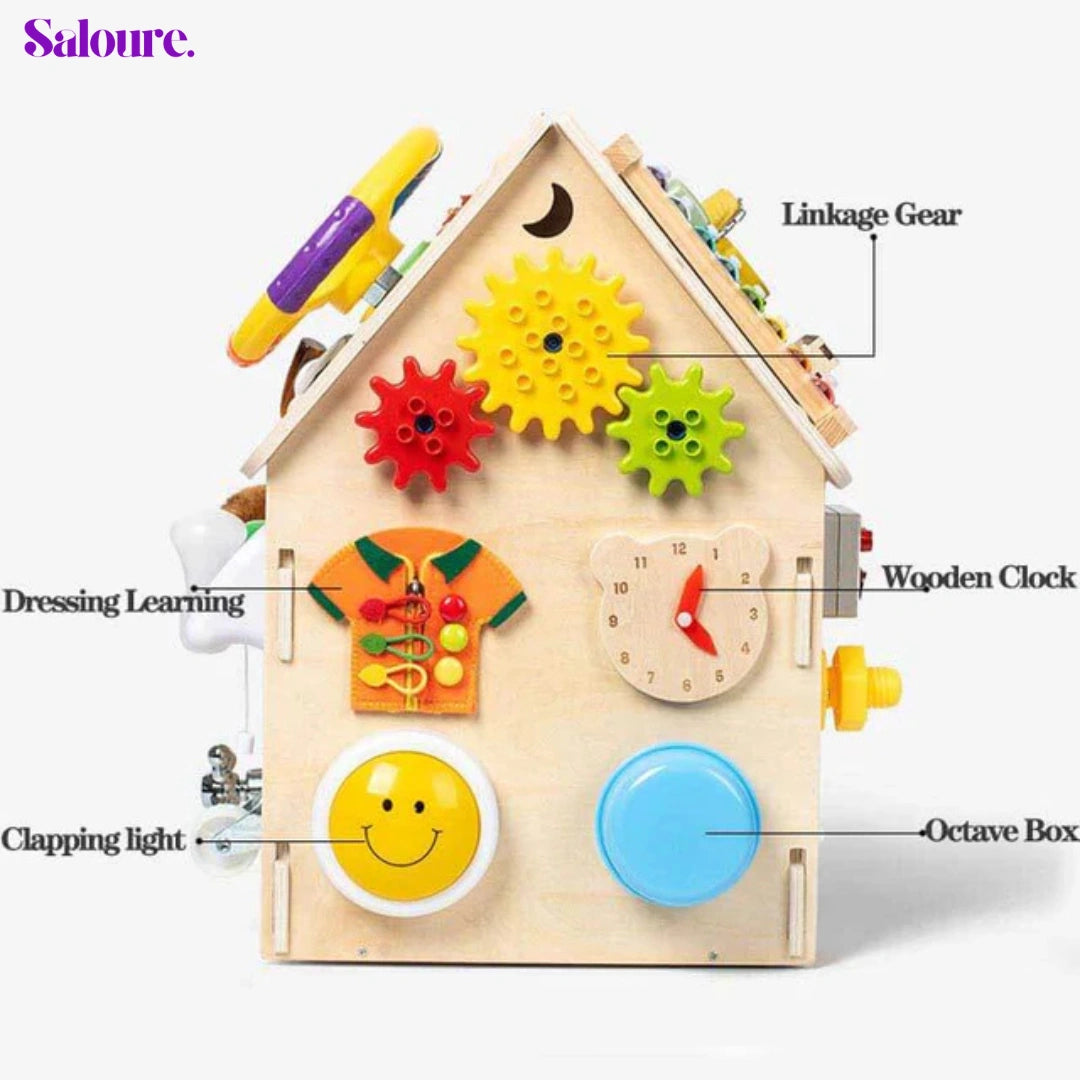 Saloure™ - Montessori Wooden Busy House